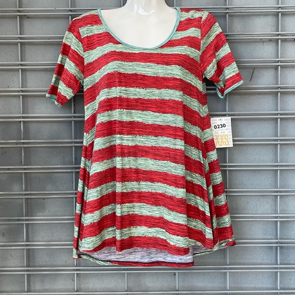 LulaRoe Striped & Microstriped Printed Perfect T High Low Top-#0230 - Picture 5 of 12